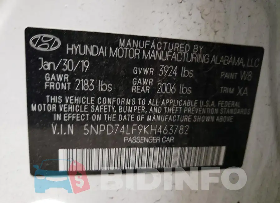 5NPD74LF9KH463782 Photo# 12