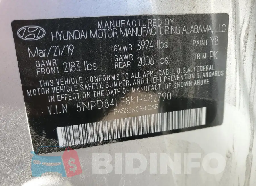 5NPD84LF8KH482790 Photo# 12