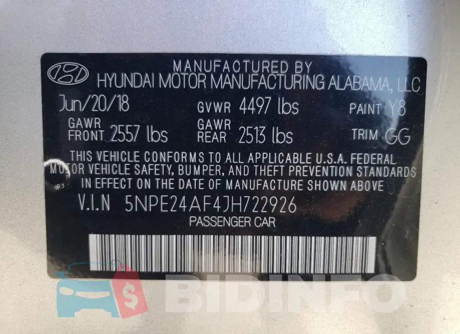 5NPE24AF4JH722926 Photo# 13