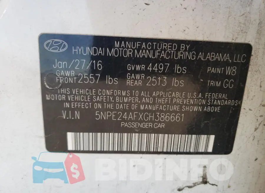 5NPE24AFXGH386661 Photo# 12
