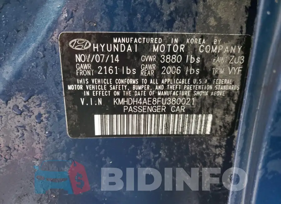 KMHDH4AE8FU380021 Photo# 12