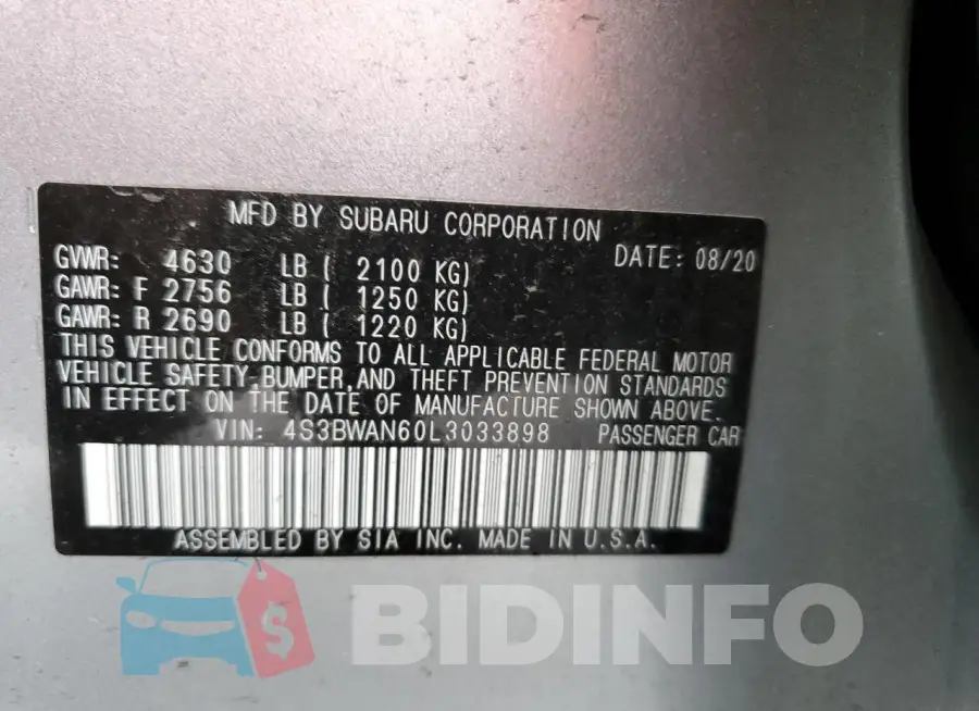 4S3BWAN60L3033898 Photo# 12