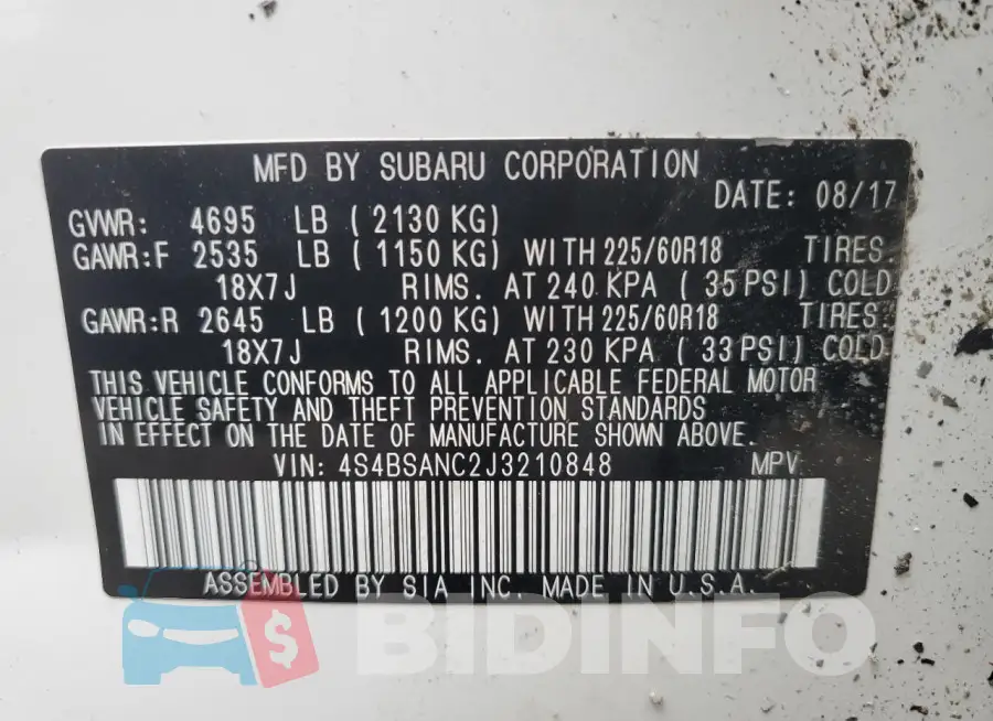 4S4BSANC2J3210848 Photo# 13