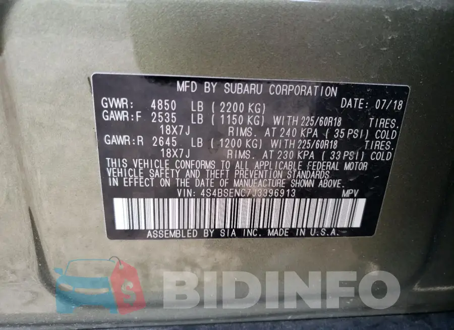 4S4BSENC7J3396913 Photo# 12