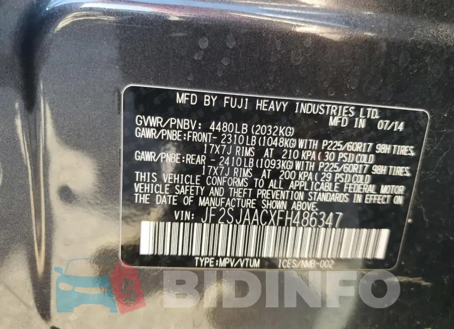 JF2SJAACXFH486347 Photo# 13