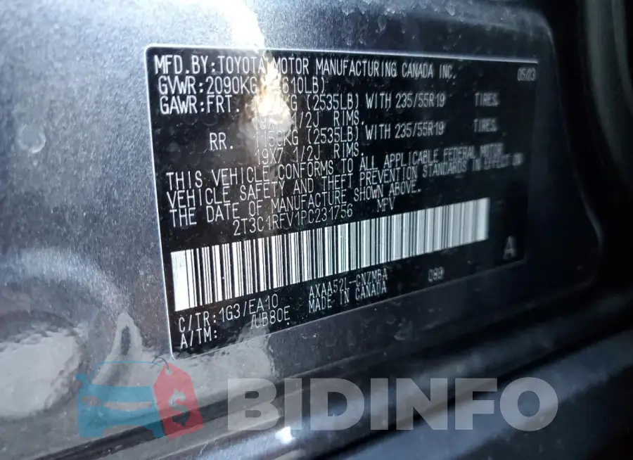 2T3C1RFV1PC231756 Photo# 14