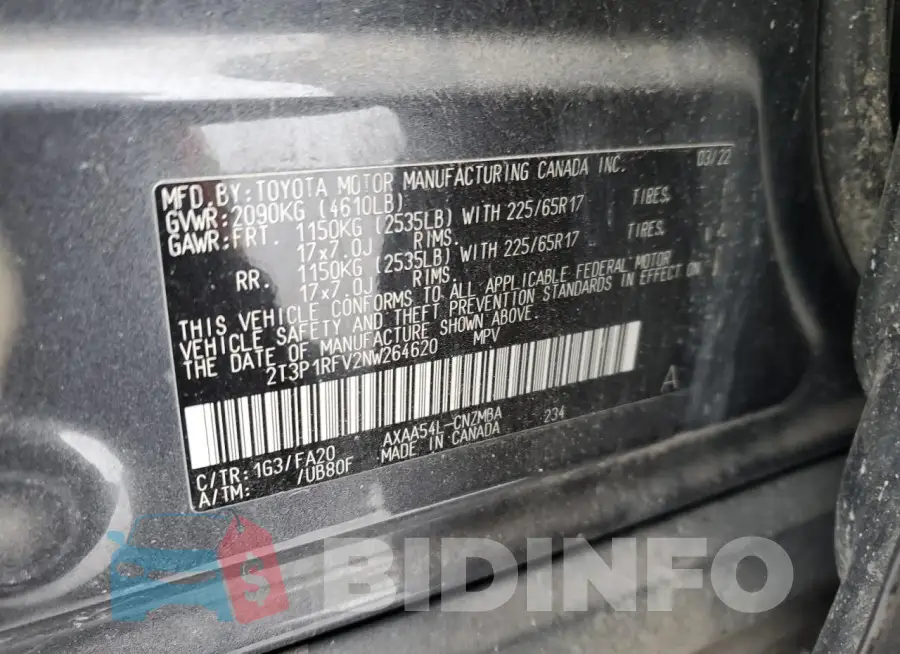 2T3P1RFV2NW264620 Photo# 12