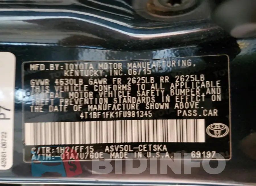 4T1BF1FK1FU981345 Photo# 12