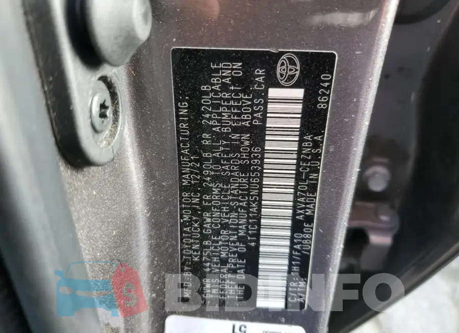 4T1C11AK5NU653936 Photo# 12