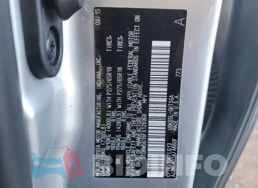 5TDBW5G16FS126968 Photo# 13