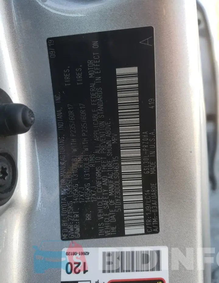 5TDYZ3DC0LS046315 Photo# 12