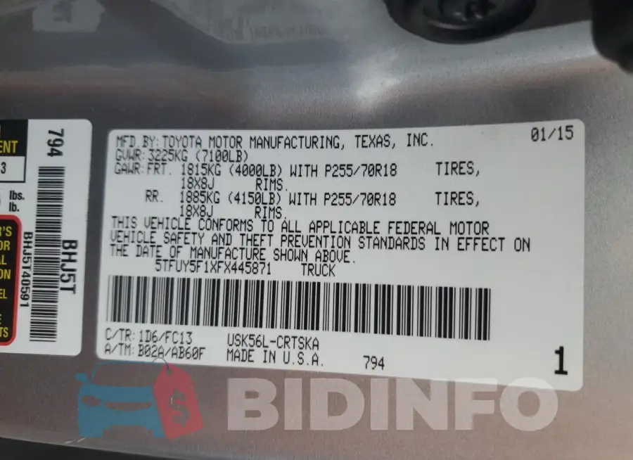 5TFUY5F1XFX445871 Photo# 13
