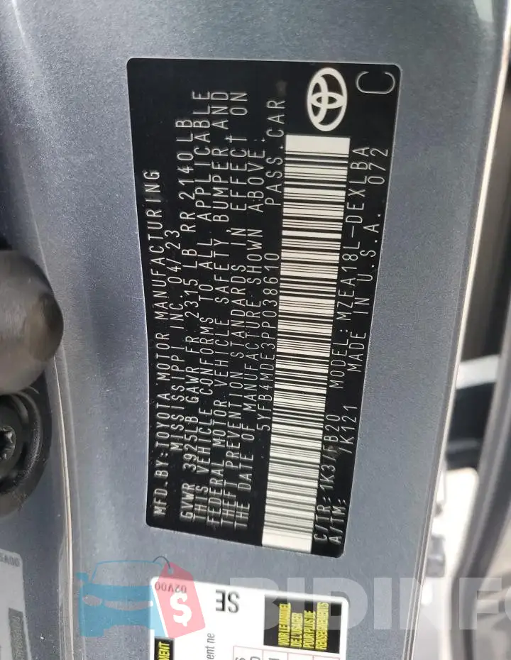 5YFB4MDE3PP038610 Photo# 13
