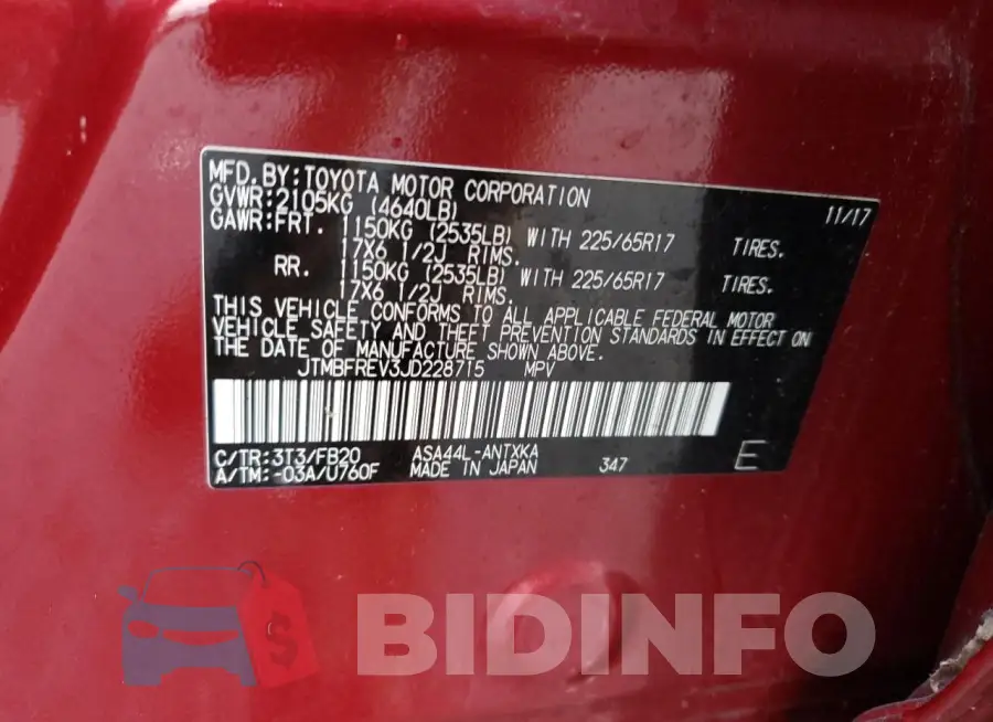 JTMBFREV3JD228715 Photo# 12
