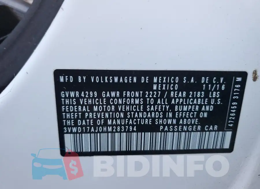 3VWD17AJ0HM283794 Photo# 12