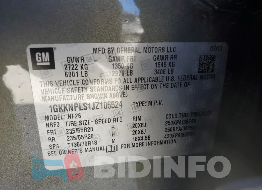 1GKKNPLS1JZ106524 Photo# 13