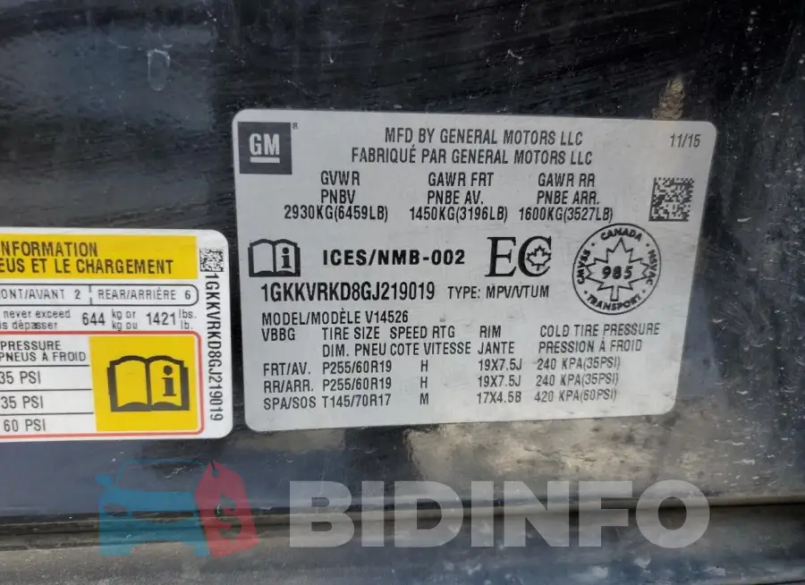 1GKKVRKD8GJ219019 Photo# 14