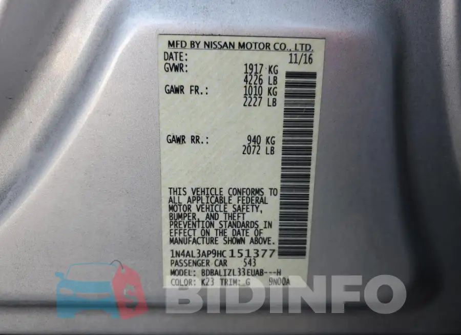 1N4AL3AP9HC151377 Photo# 12