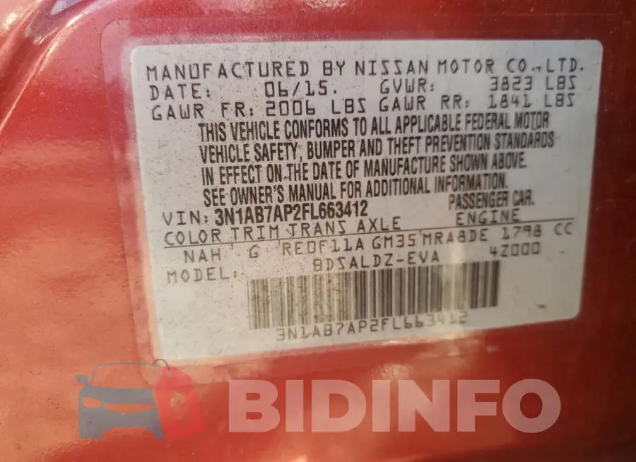 3N1AB7AP2FL663412 Photo# 12