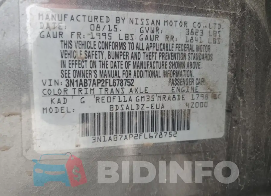 3N1AB7AP2FL678752 Photo# 13
