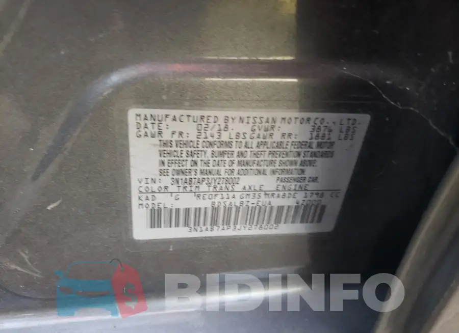 3N1AB7AP3JY278002 Photo# 12