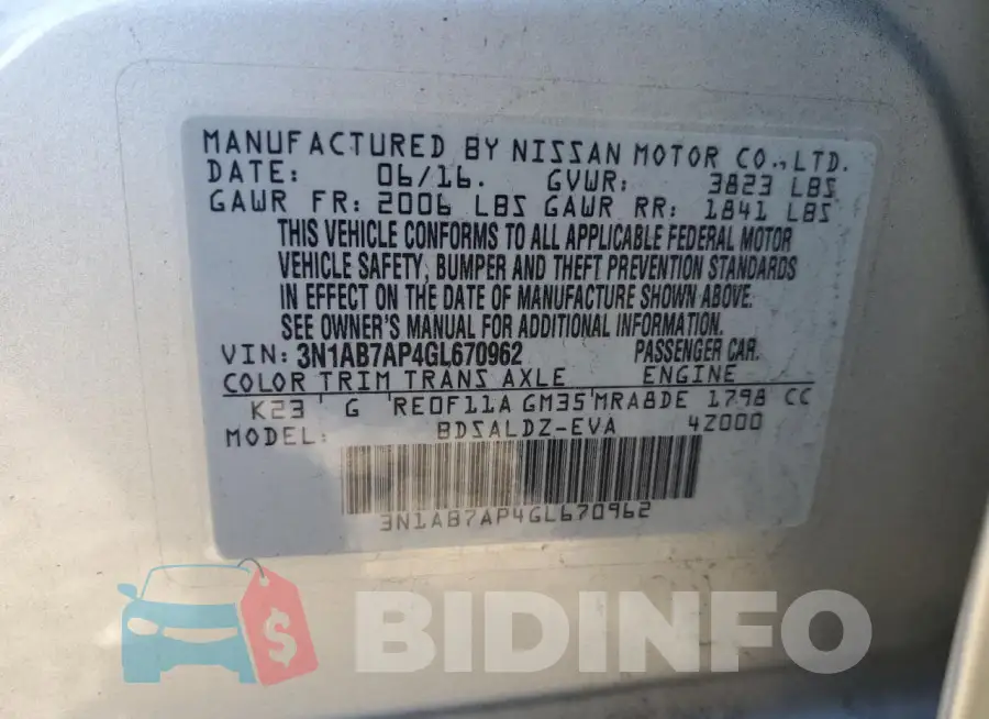 3N1AB7AP4GL670962 Photo# 12