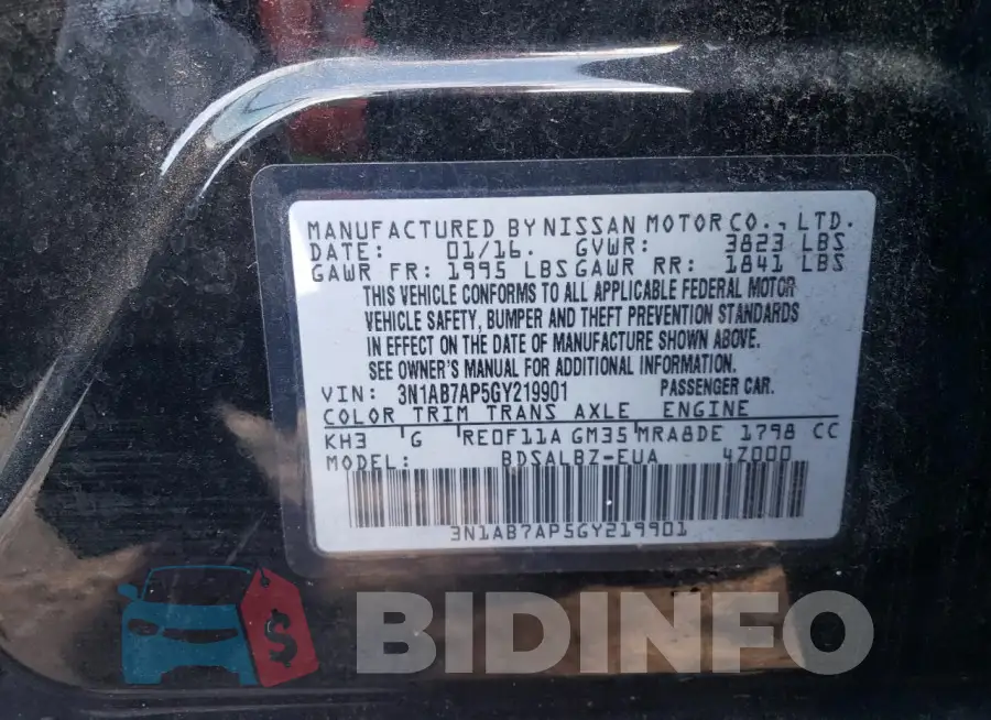 3N1AB7AP5GY219901 Photo# 13