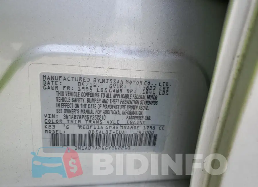 3N1AB7AP6GY262210 Photo# 12