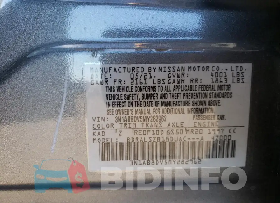 3N1AB8DV5MY282962 Photo# 12