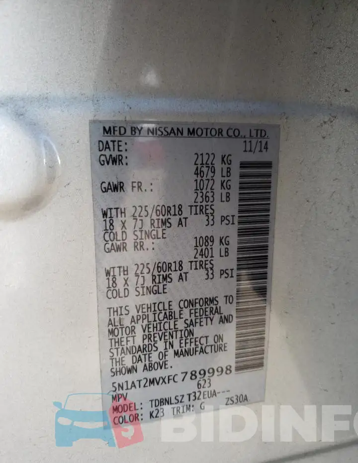 5N1AT2MVXFC789998 Photo# 12