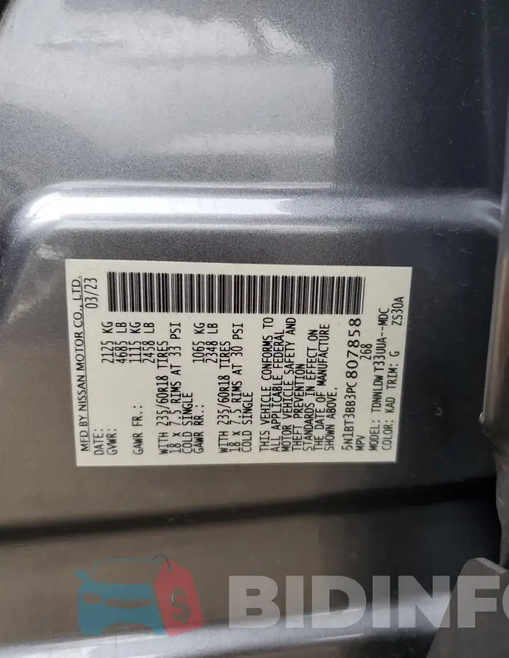 5N1BT3BB3PC807858 Photo# 12