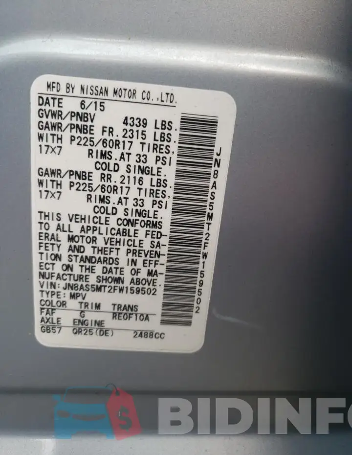 JN8AS5MT2FW159502 Photo# 12