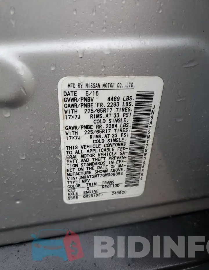JN8AT2MT7GW006854 Photo# 14
