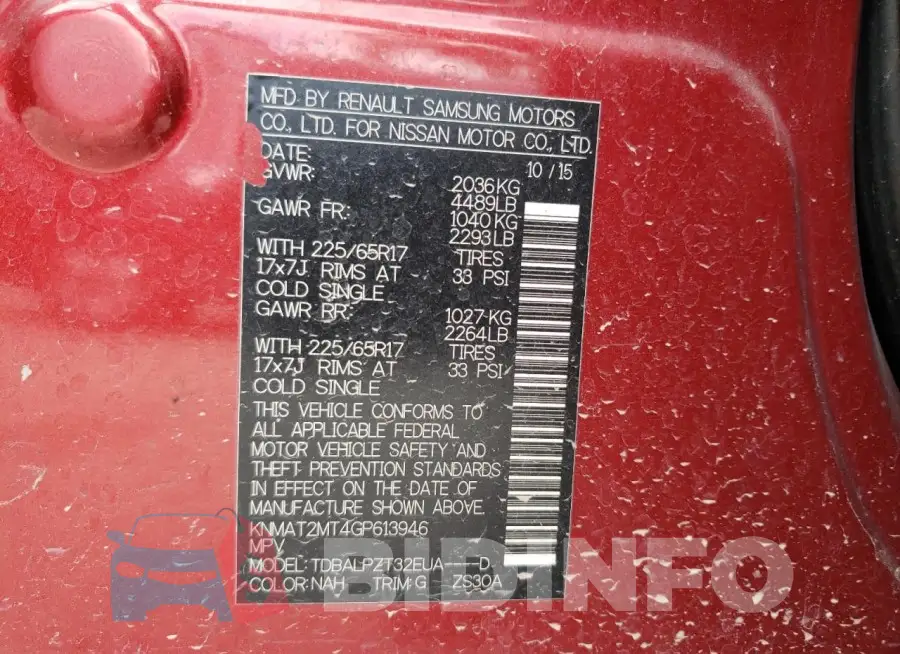 KNMAT2MT4GP613946 Photo# 14