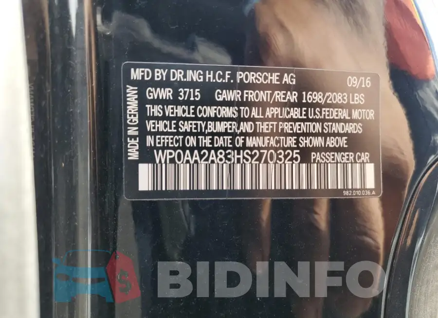 WP0AA2A83HS270325 Photo# 12