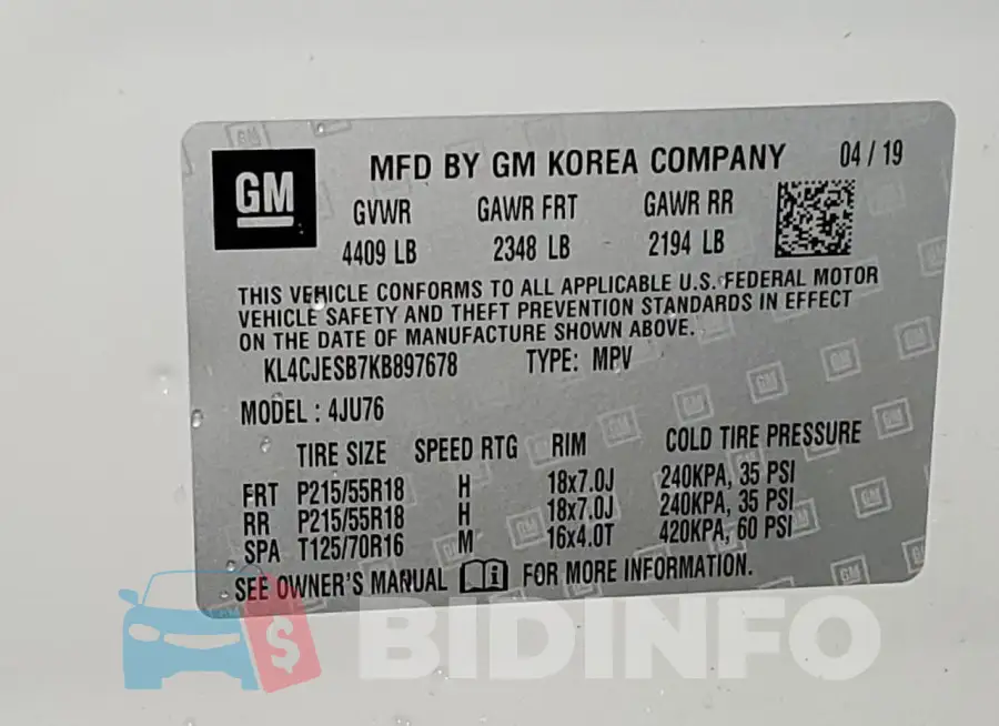 KL4CJESB7KB897678 Photo# 12