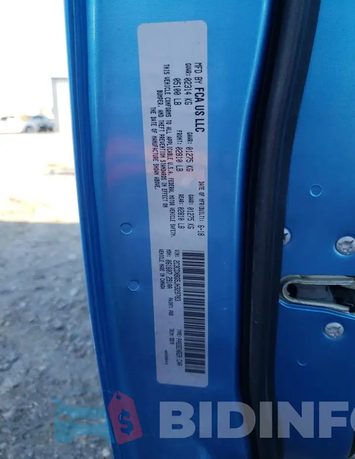 2C3CDXBG5JH329783 Photo# 12