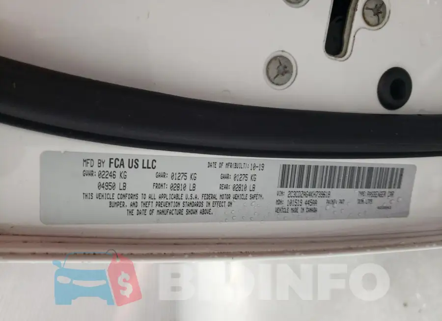 2C3CDZAG4KH739618 Photo# 12