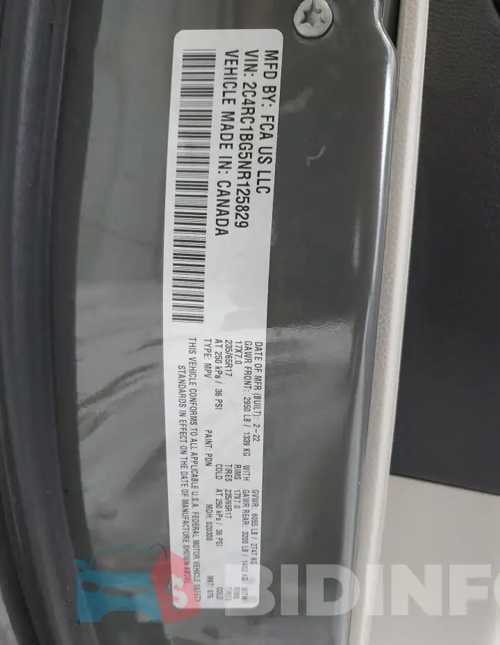 2C4RC1BG5NR125829 Photo# 12