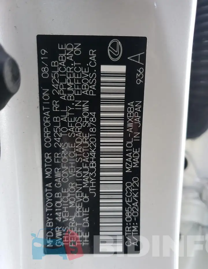JTHY3JBH4K2018784 Photo# 14