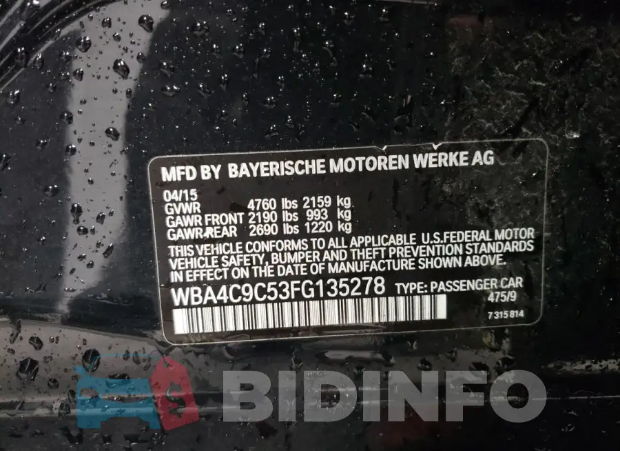 WBA4C9C53FG135278 Photo# 12