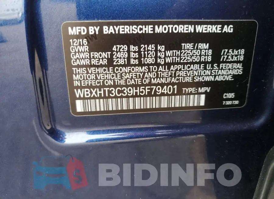 WBXHT3C39H5F79401 Photo# 12