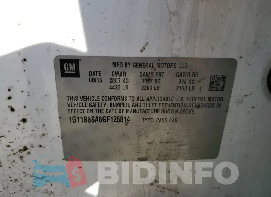 1G11B5SA6GF125814 Photo# 12