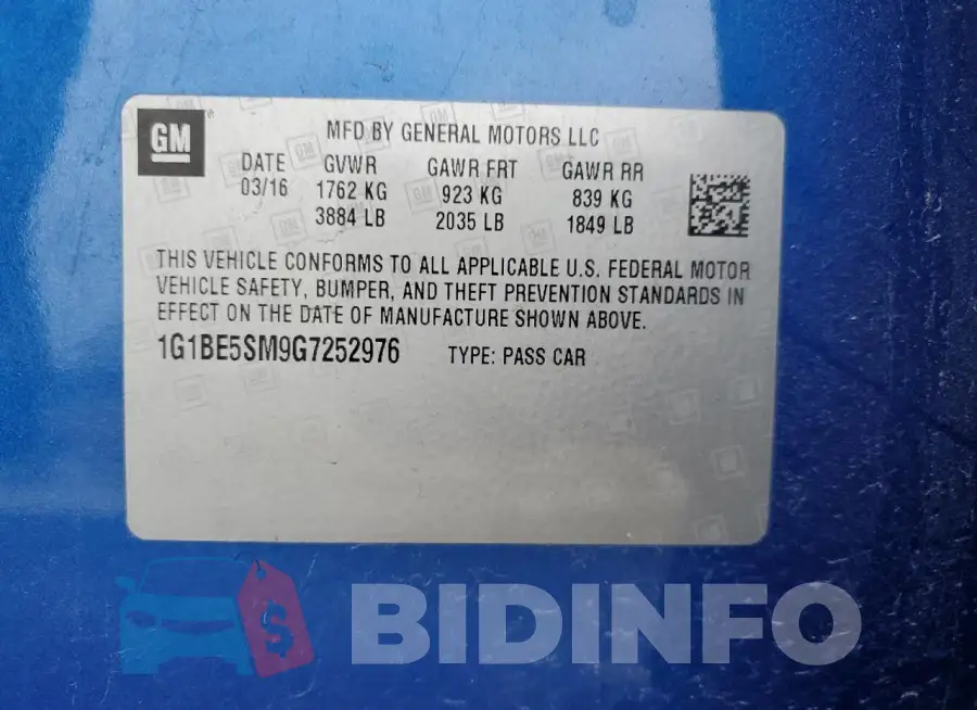 1G1BE5SM9G7252976 Photo# 12