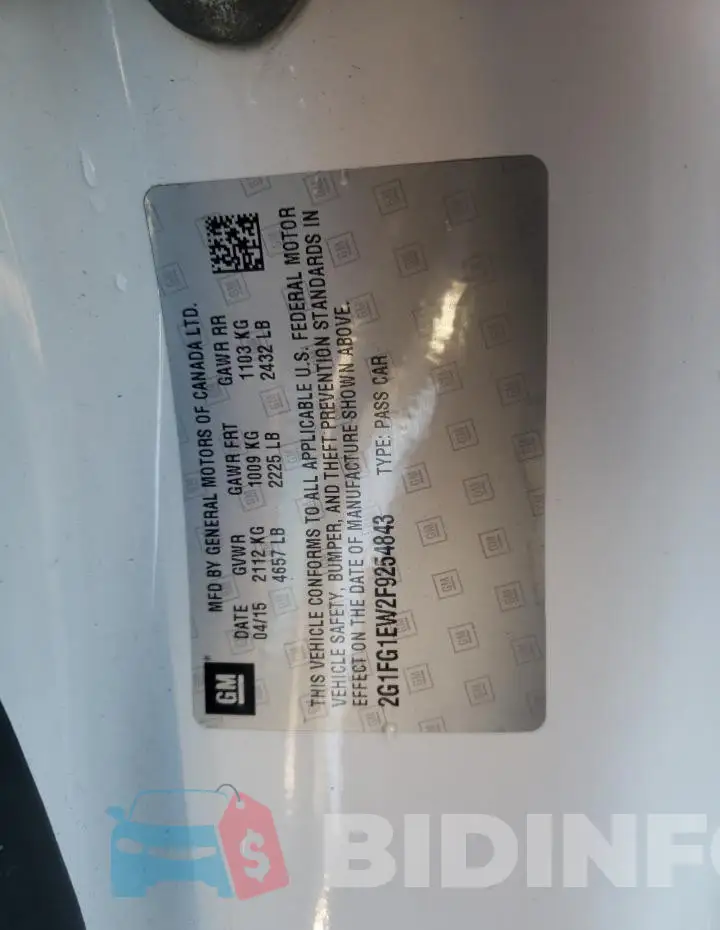 2G1FG1EW2F9254843 Photo# 12