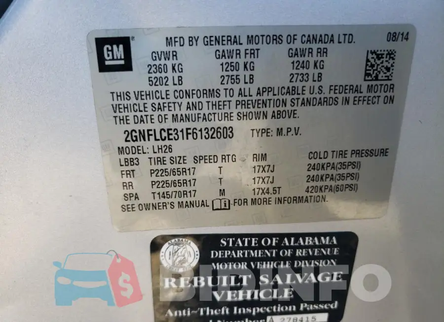 2GNFLCE31F6132603 Photo# 13