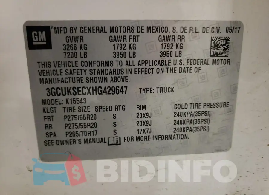 3GCUKSECXHG429647 Photo# 12