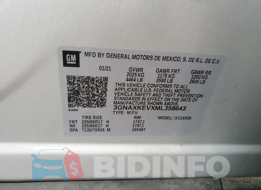 3GNAXKEVXML358643 Photo# 13