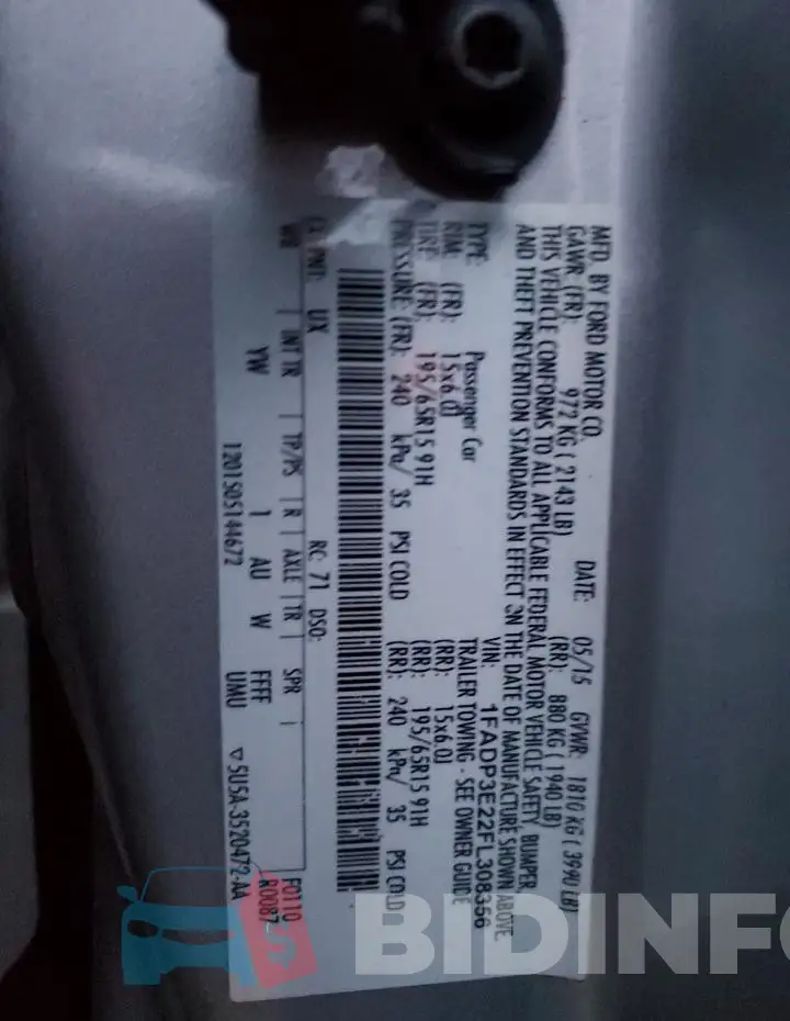 1FADP3E22FL308356 Photo# 12
