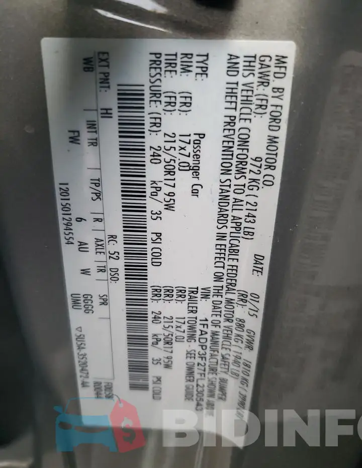 1FADP3F27FL230543 Photo# 12